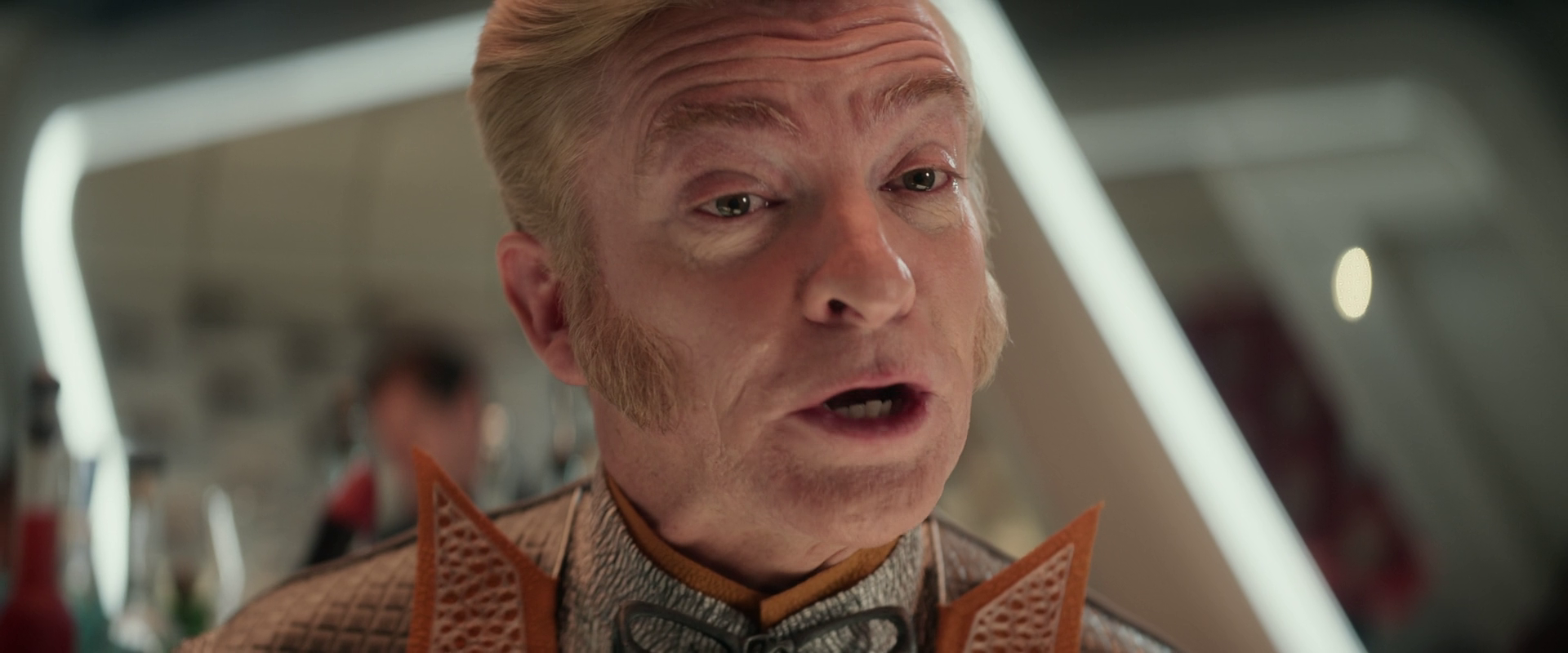 The cosmic entity and the Q-Continuum's resident brat Trelane as he appears to the audience throughout the bulk of the Star Trek: Strange New Worlds episode "Wedding Bell Blues."